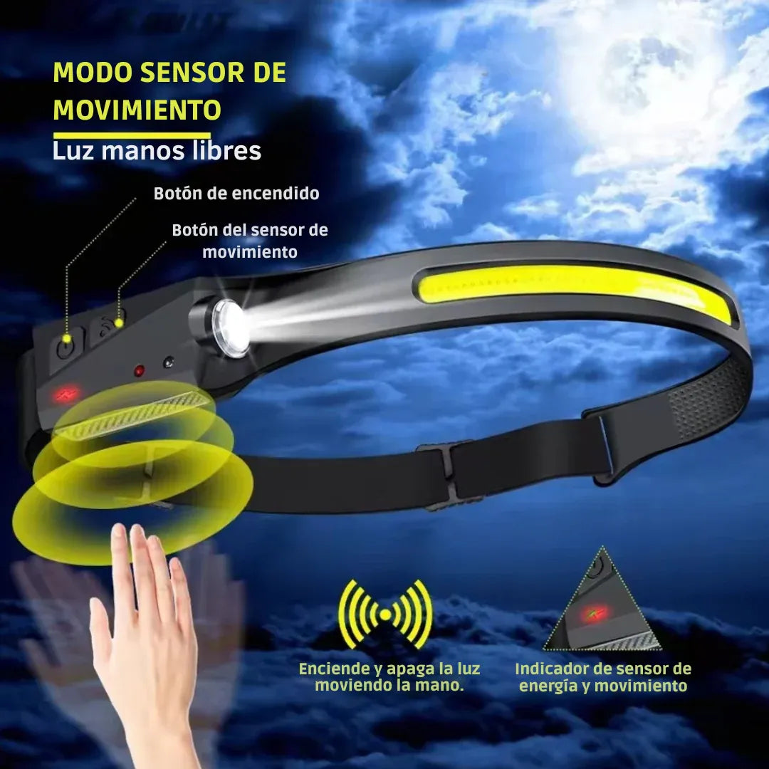 LINTERNA PROFESIONAL FRONTAL LED CON SENSOR