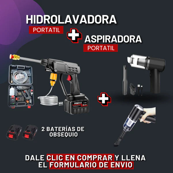🚨Combo HIDROLAVADORA CleanMaster + ASPIRADOR Portátil TurboClean🔥