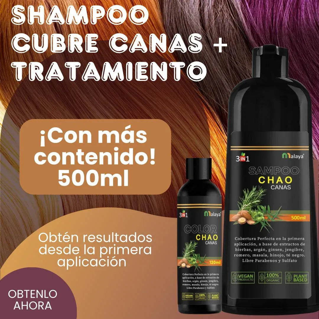 SHAMPOO CHAO CANAS 3 EN 1 ➕ TRATAMIENTO ACTIVADOR