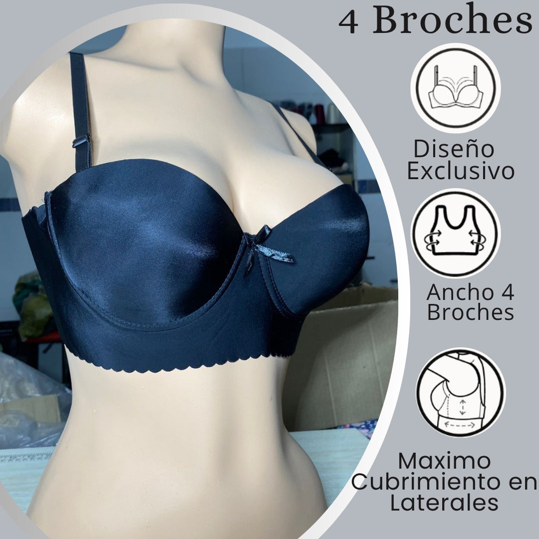 CALIDAD Y COMODIDAD: BRASIER ANCHO PREMIUN 4 BROCHES👙