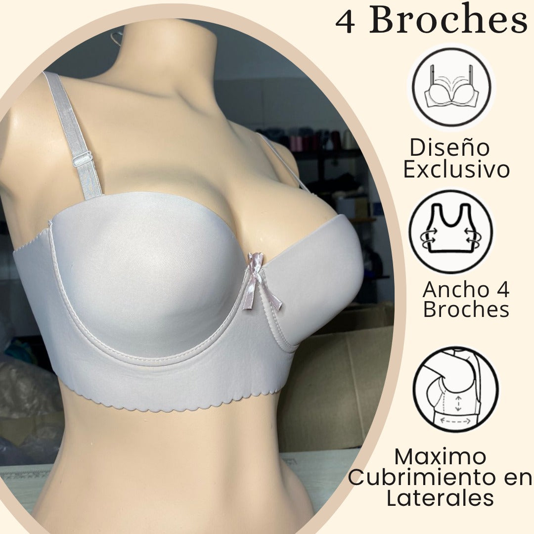 CALIDAD Y COMODIDAD: BRASIER ANCHO PREMIUN 4 BROCHES👙