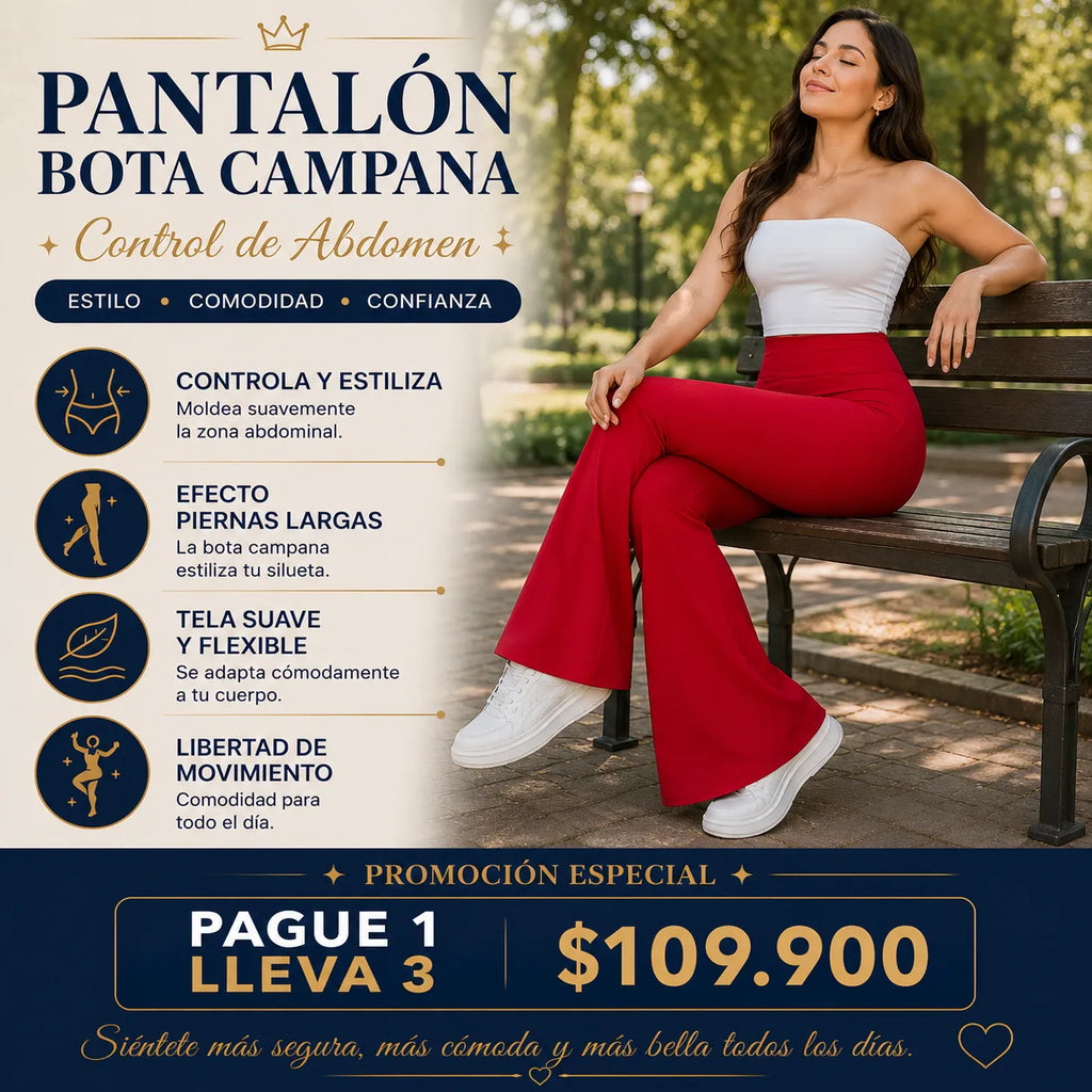 PANTALON BOTA CAMPANA AJUSTABLE CON CONTROL DE ABDOMEN