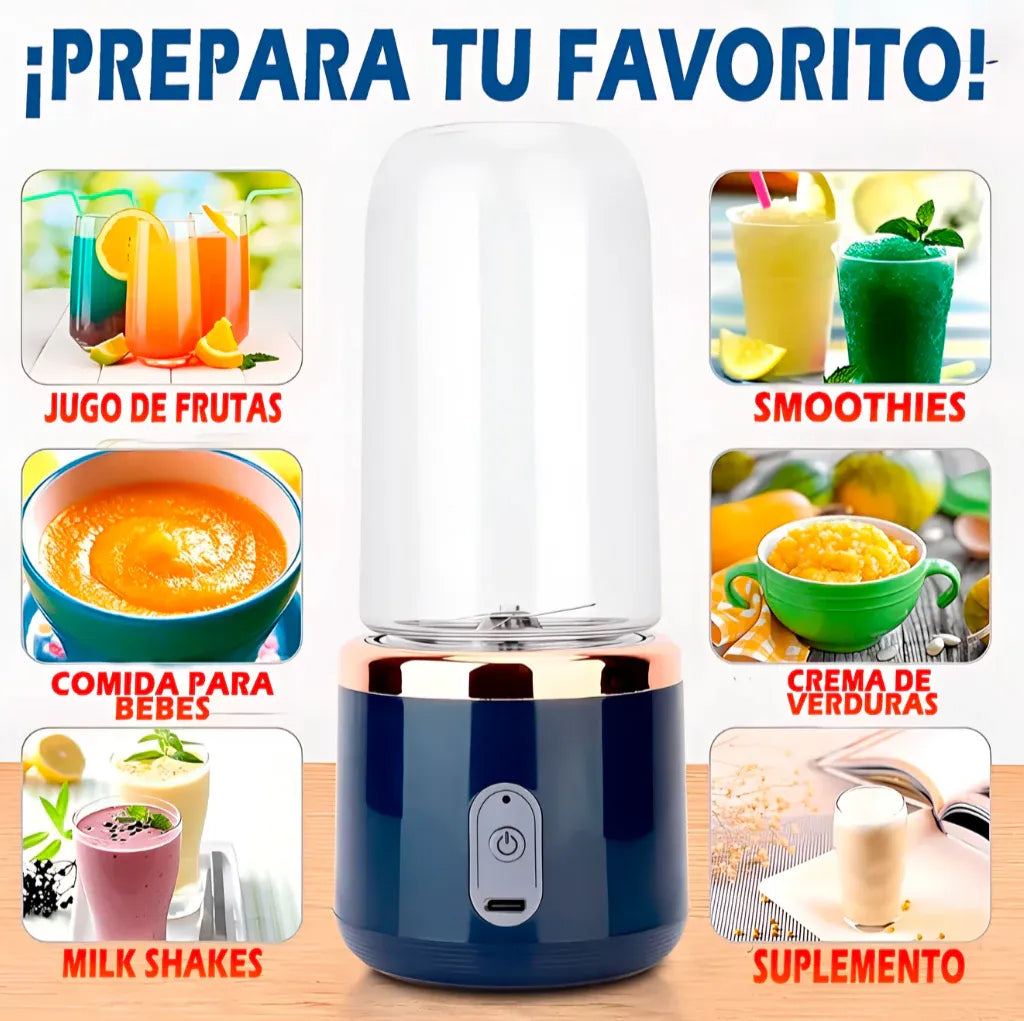 LICUADORA PORTATIL RECARGABLE DE 500 ml ¡TU BATIDO AL MOMENTO!
