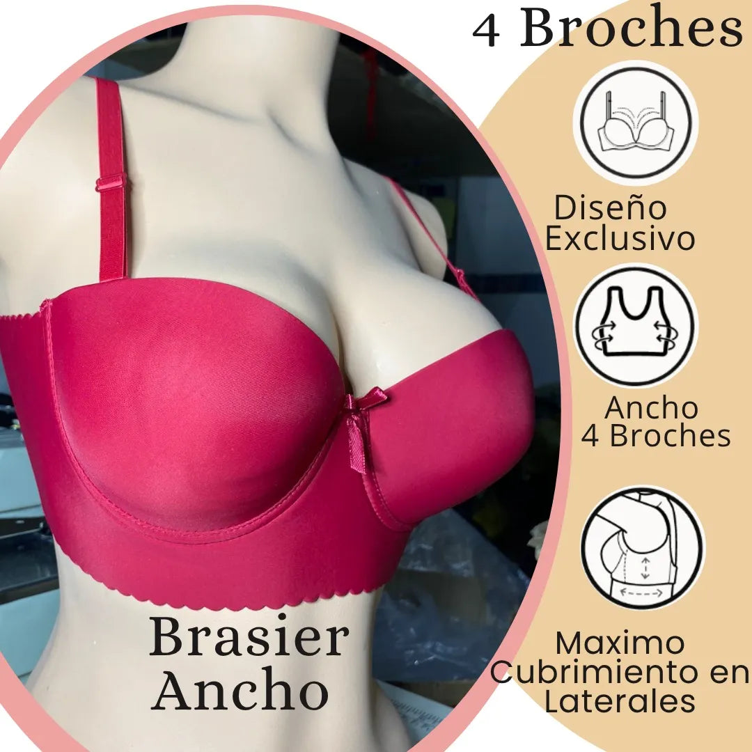 CALIDAD Y COMODIDAD: BRASIER ANCHO PREMIUN 4 BROCHES👙