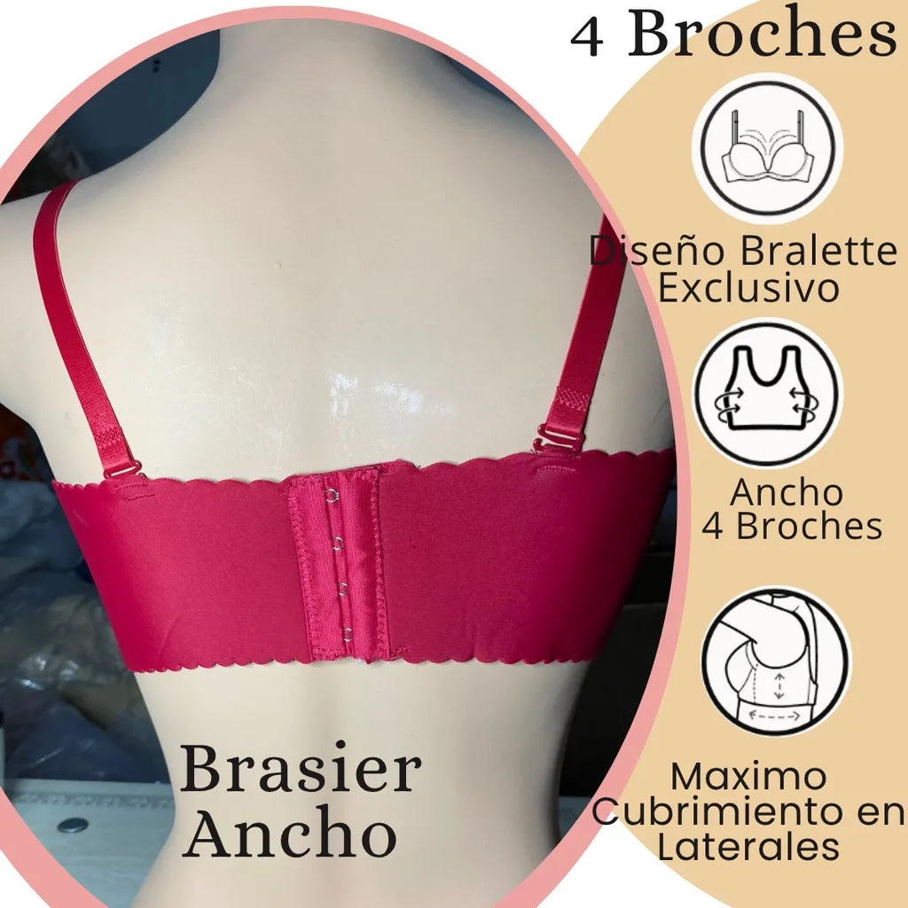 CALIDAD Y COMODIDAD: BRASIER ANCHO PREMIUN 4 BROCHES👙