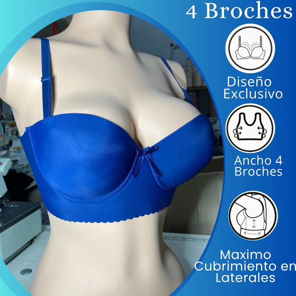 CALIDAD Y COMODIDAD: BRASIER ANCHO PREMIUN 4 BROCHES👙