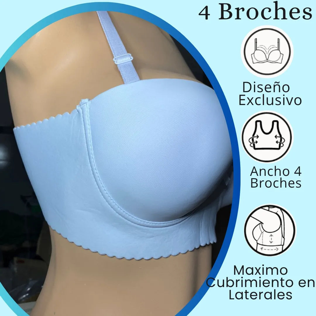 CALIDAD Y COMODIDAD: BRASIER ANCHO PREMIUN 4 BROCHES👙