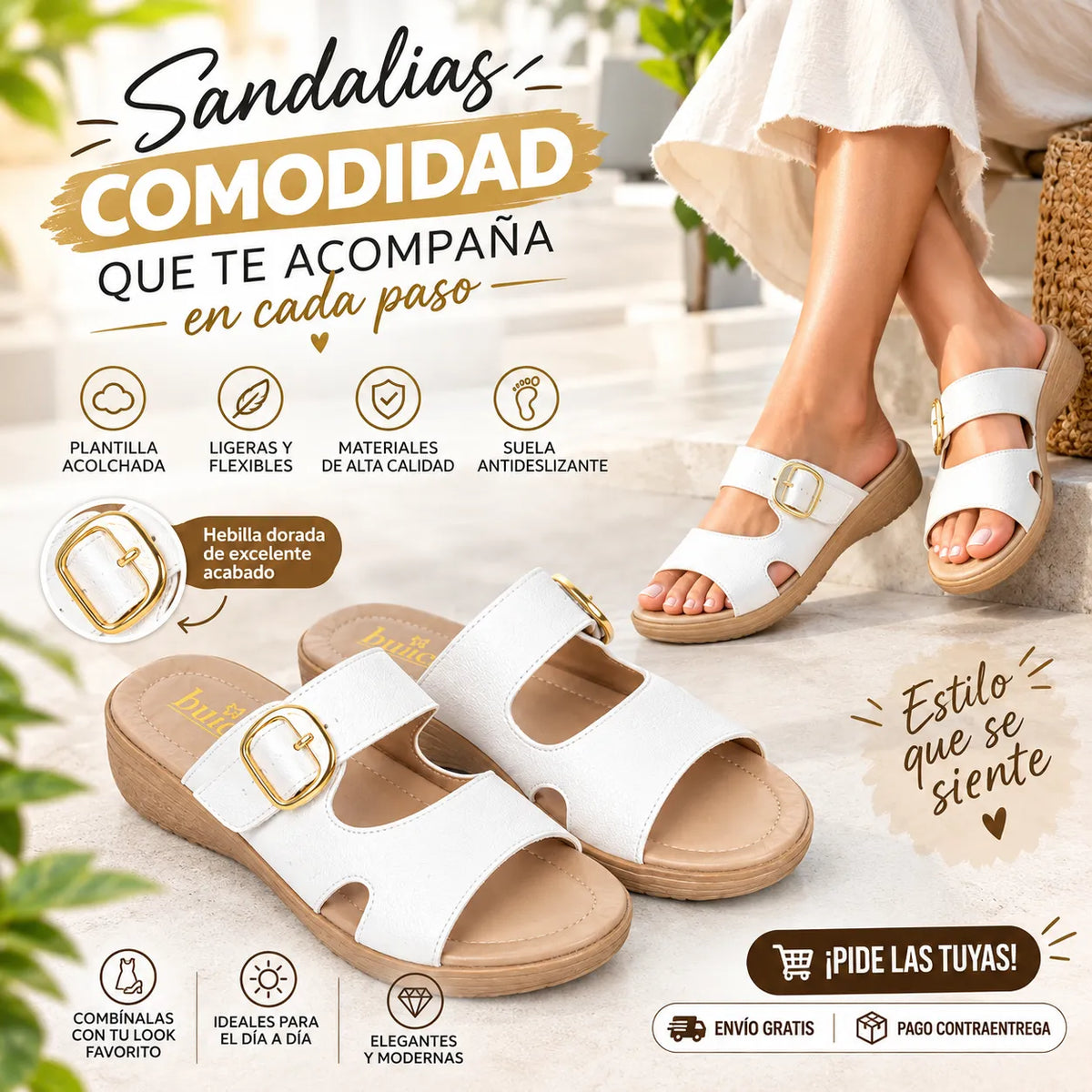 BRIZZA CONFORT. SANDALIA ORTOPEDICA AJUSTABLE CON BROCHE